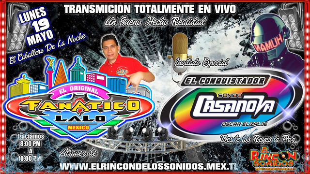 LOGO FANTATICO DE LALO Y SONIDO CASANOVA EL RINCON DE LOS SONIDOS